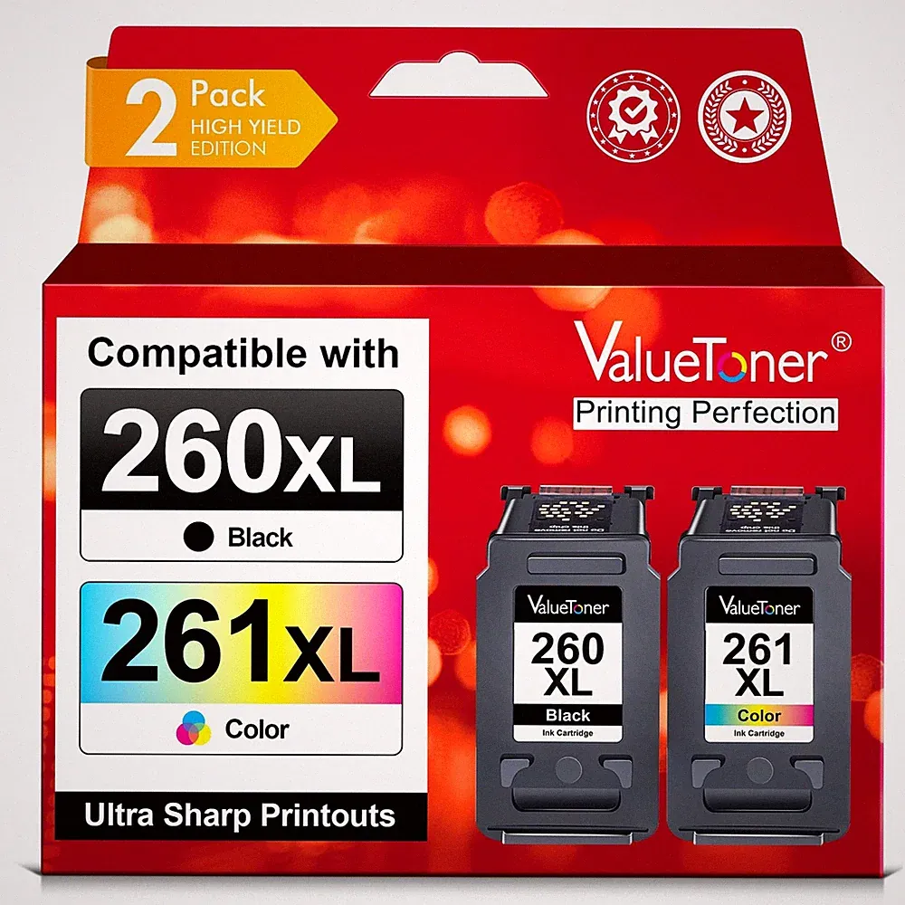 Valuetoner 260XL 261XL Ink Cartridges Combo Pack Replacement for Canon 260 an...
