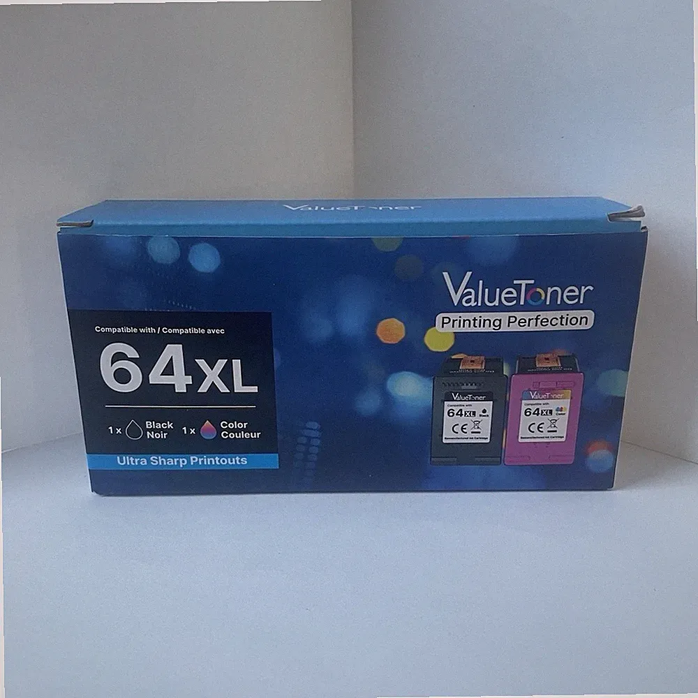 ValueToner 64XL Ink Cartridge Set for HP Inkjet Black & Color 2-Pack